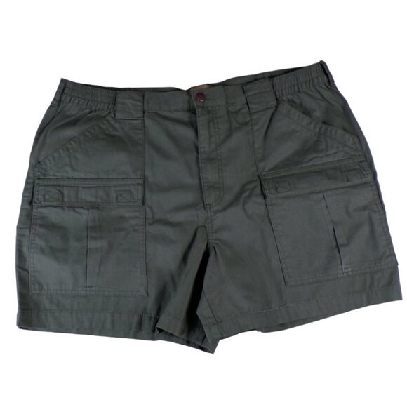 Scandia Woods Military Green Mens Cargo Shorts 100% Cotton Elastic Waist 42 - Picture 1 of 5
